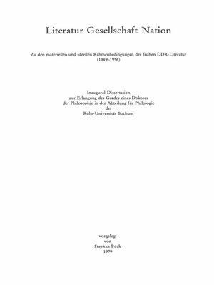 cover image of Literatur--Gesellschaft--Nation